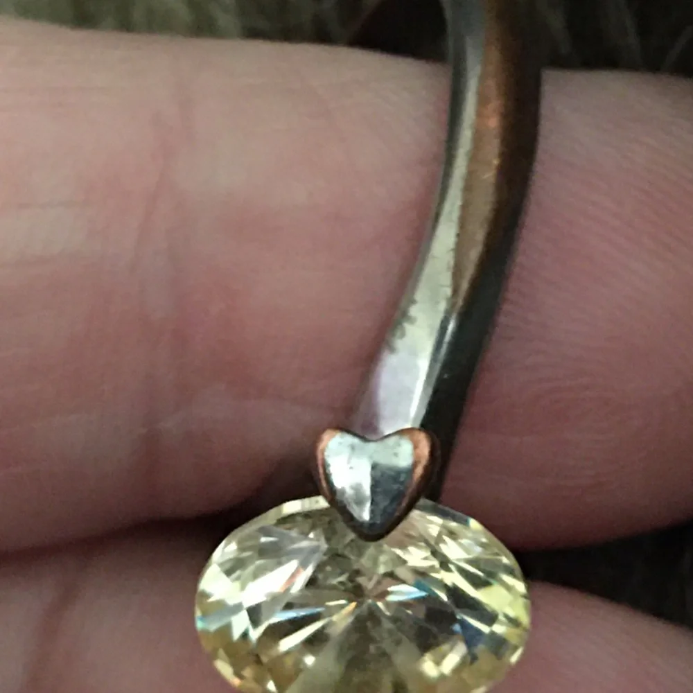 Vintage 12mm 6 ct lemon cz ring heart setting